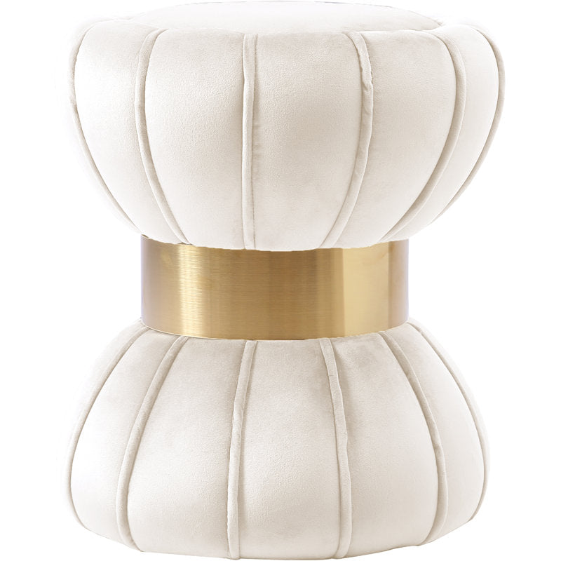 Luxury white accent stool made of teak wood