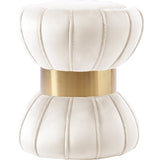 Luxury white accent stool made of teak wood
