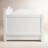 Modern white wooden sofa cum bed.