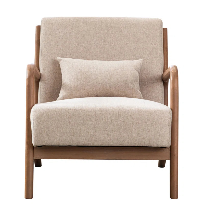 Mid-century modern living room accent chair in neutral beige