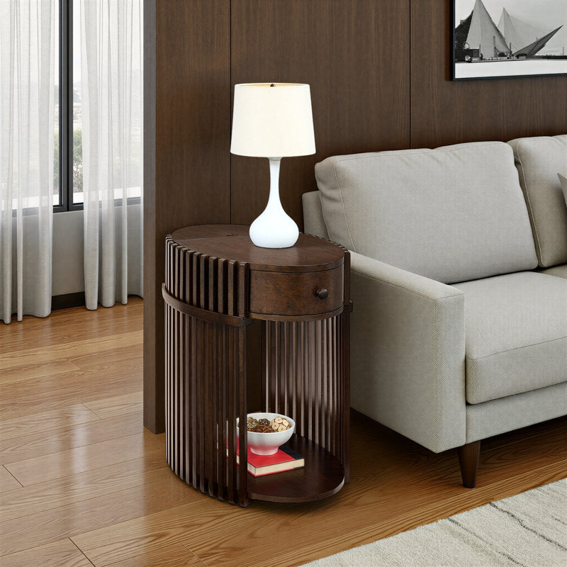 Luxury Teak Wood Accent Table with Storage