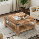 Modern square teak wood coffee table