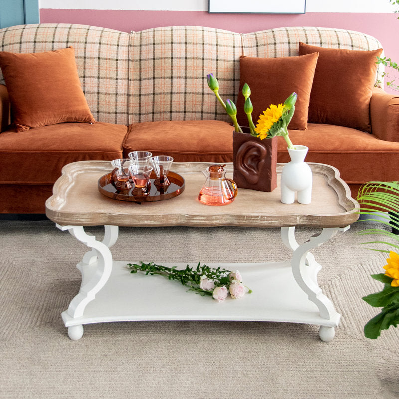 Wooden coffee table with open shelf