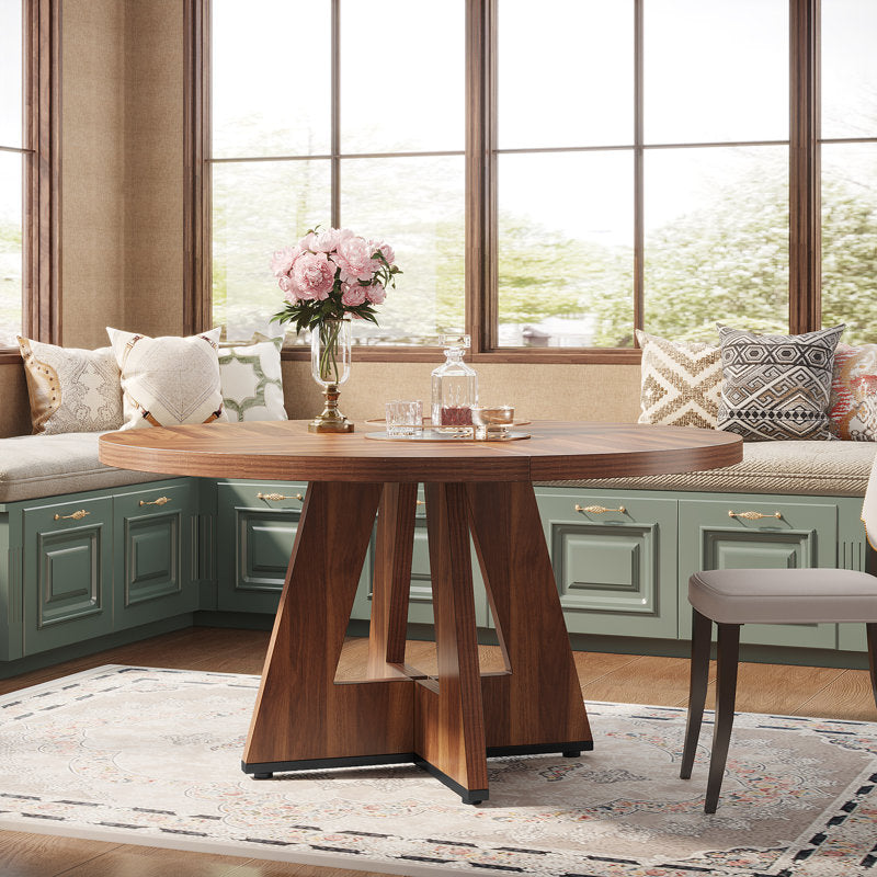 Elegant round dining table solid wood