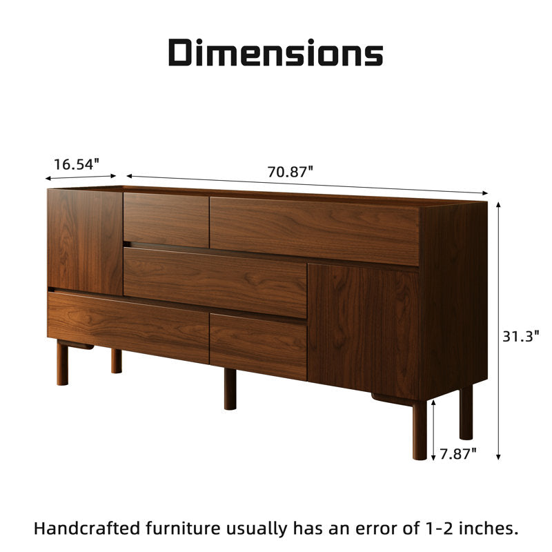 Modern home interior with walnut cabinet