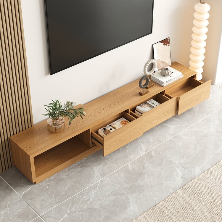 Natural teak finish TV unit furniture