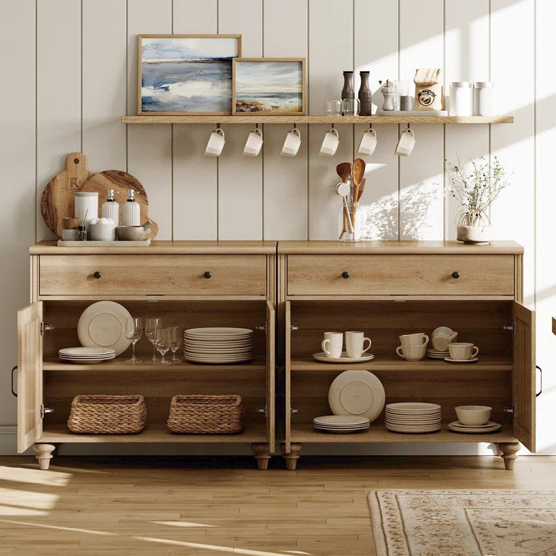 Natural wood sideboard cabinet for modern home