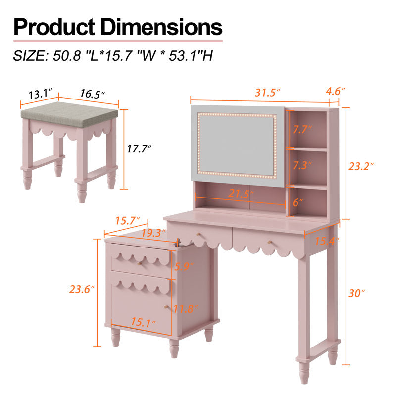 Premium pink dressing table furniture by Sky Rise Decor