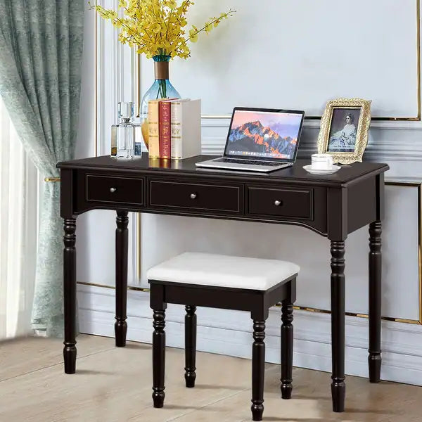 Classic wooden vanity with multiple drawers