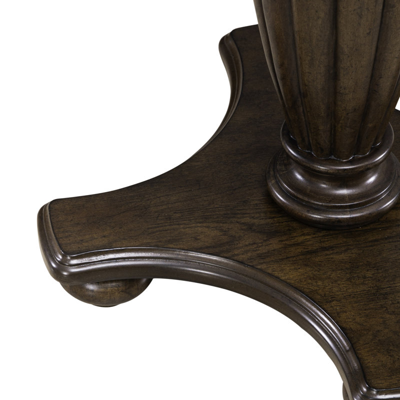 Handcrafted teak wood accent table with walnut finish
