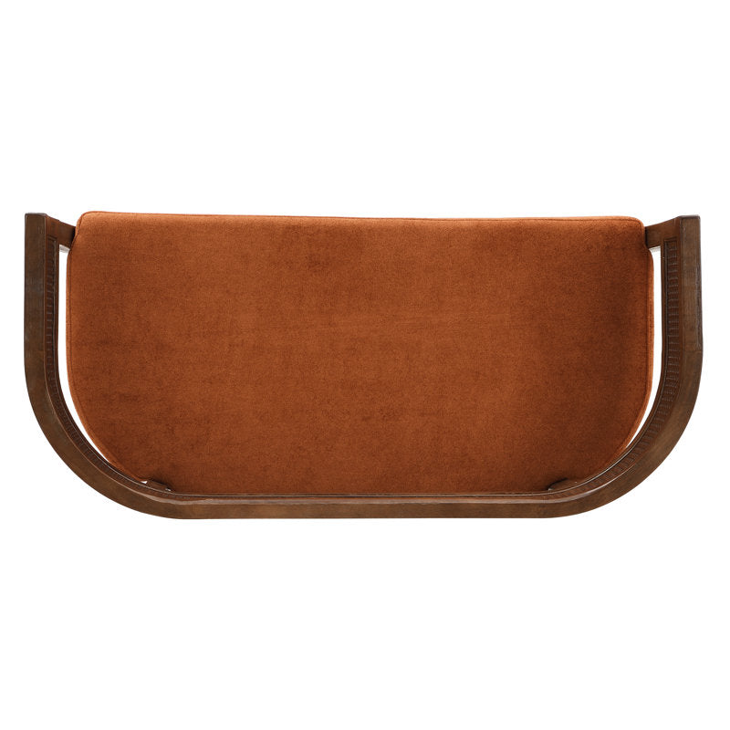 Luxury Teak Wood 2 Seater Sofa Chair with Boucle Fabric Upholstery & Cane Back | Designer Wooden Sofa