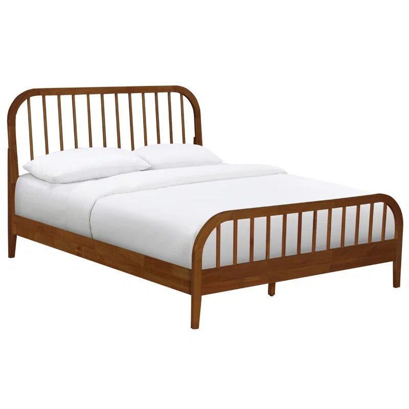 Durable solid wood bed with modern design
